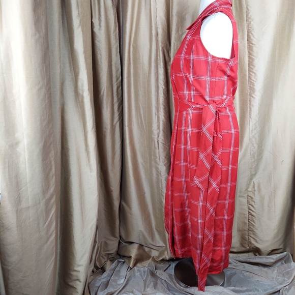 Evan Picone red linen blend wrap dress size 16 - Picture 3 of 10